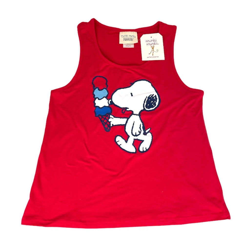 Peanuts Snoopy Ice Cream Pajama Set, Red, Blue - Picture 2 of 14